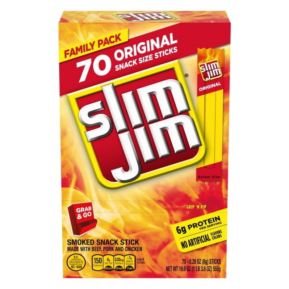 Slim Jim Original Snack Sticks 19.6oz 70 Count Multipack Box