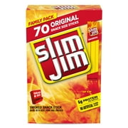 Slim Jim Smoked Meat Sticks, Original Flavor, 6g Protein Per Serving, Snack Size, 0.28 oz. (70 Count)