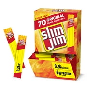 Slim Jim Smoked Meat Sticks, Original Flavor, 6g Protein Per Serving, Snack Size, Camping Snack, 0.28 oz. (70 Count)