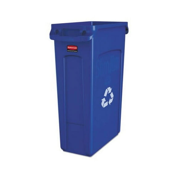Slim Jim Recycling Container with Venting Channels Plastic, 23 gal, Blue