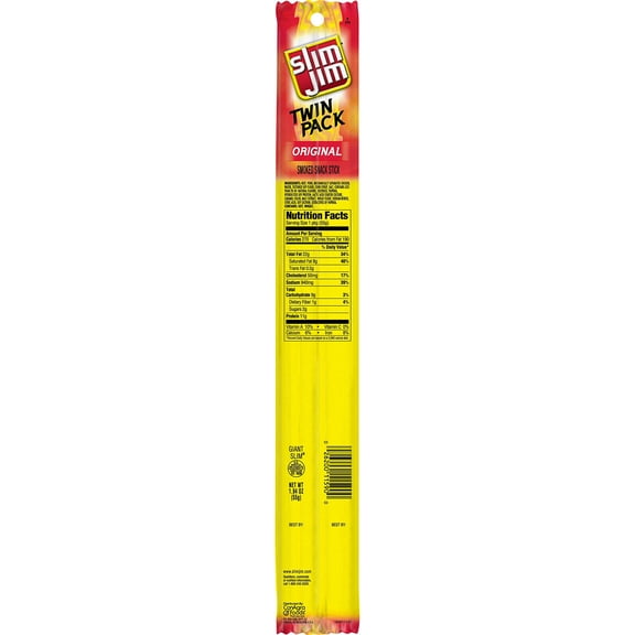 Slim Jim Slim Jim Twin Pack Snack-Sized Smoked Meat Stick, Original Flavor, 1.94 oz 24 ct, 1.94 oz