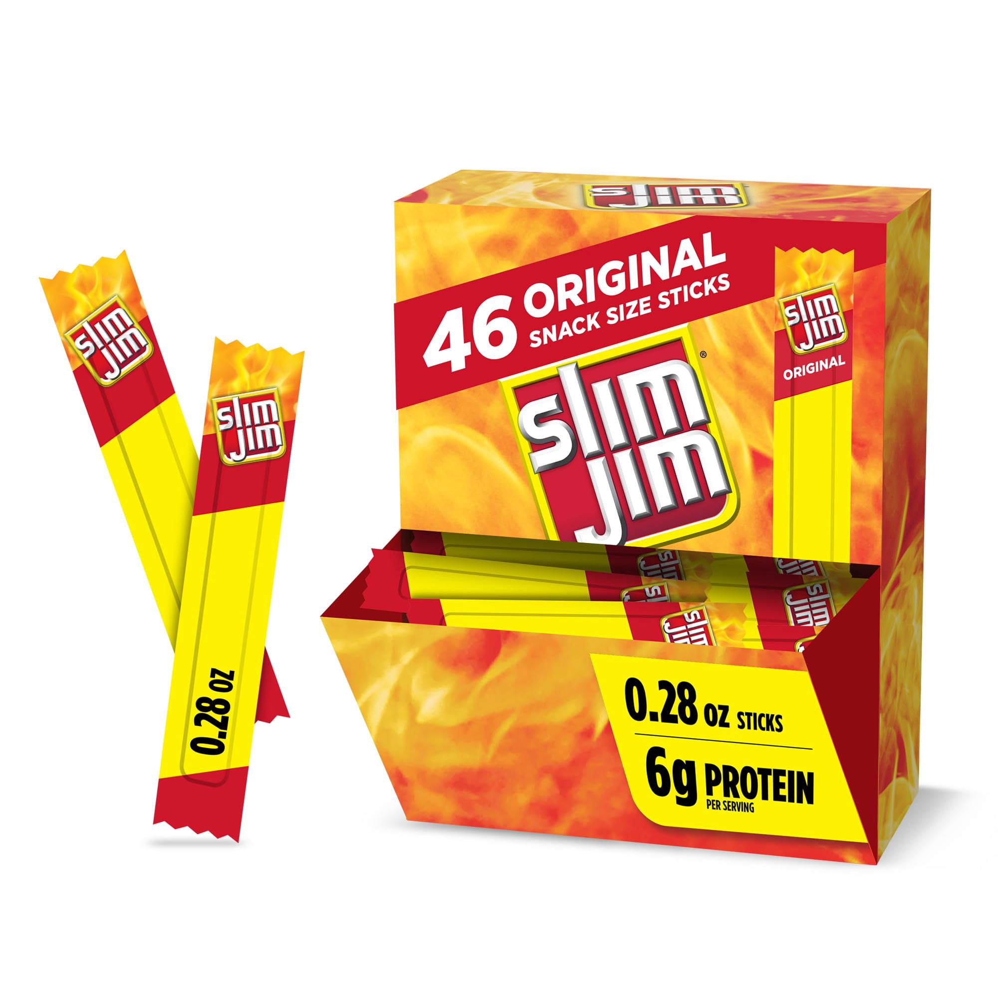 Slim Jim Smoked Meat Sticks Flavor Protein Snack 6g 0.28 oz 46 Count
