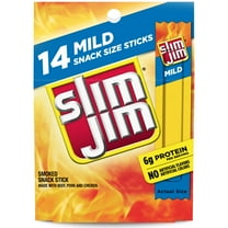 Slim Jim Smoked Meat Sticks, Mild Flavor, 6g Protein Per Serving, Snack Size, Father's Day Gift, 0.28 oz. (14 Count)