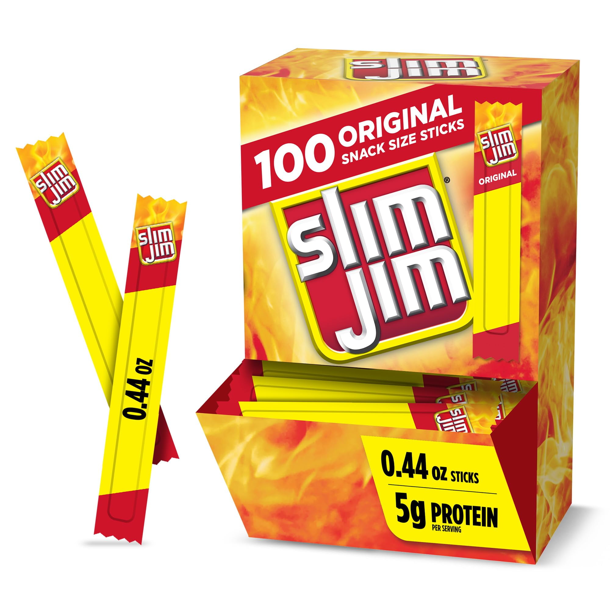 Slim Jim Smoked Meat Sticks, Original Flavor, 2g Protein Per Stick ...