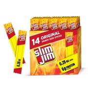 Slim Jim Smoked Meat Sticks, Original Flavor, 6g Protein Per Serving, Snack Size, Camping Snack, 0.28 oz. (14 Count)