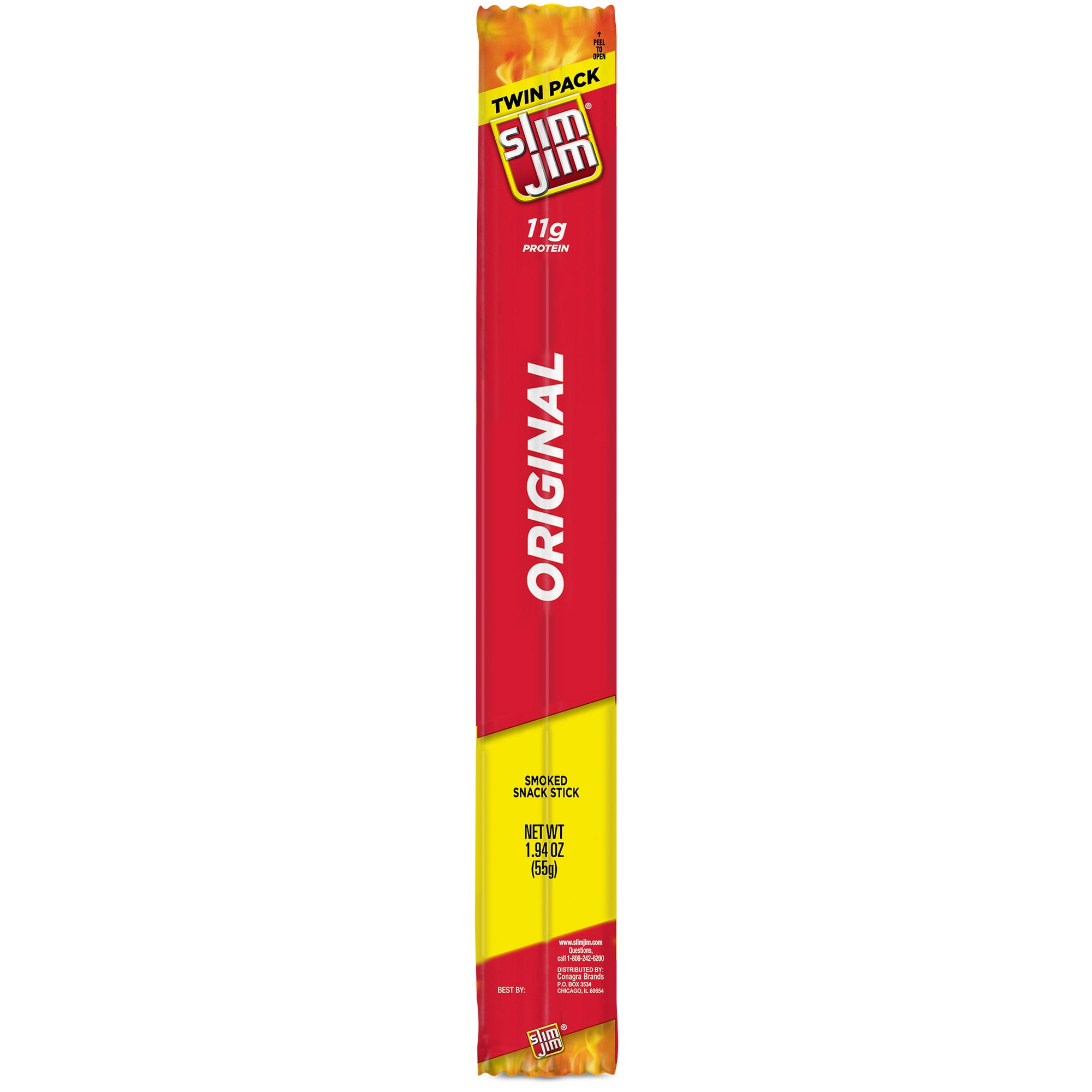 Slim Jim Smoked Meat Sticks, Original Flavor, High Protein, Twin Pack, Father's Day Gift, 1.94 oz.