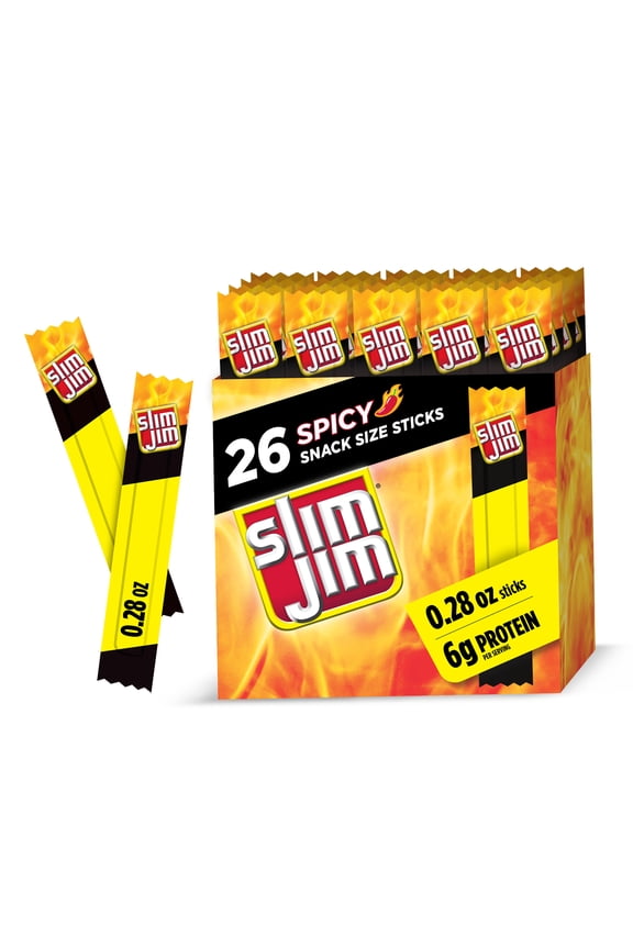 Smoked Meat Sticks, Spicy Flavor, 6g Protein Per Serving, Snack Size, Father's Day Snack Gift for Dad, 0.28 oz. (26 Count)