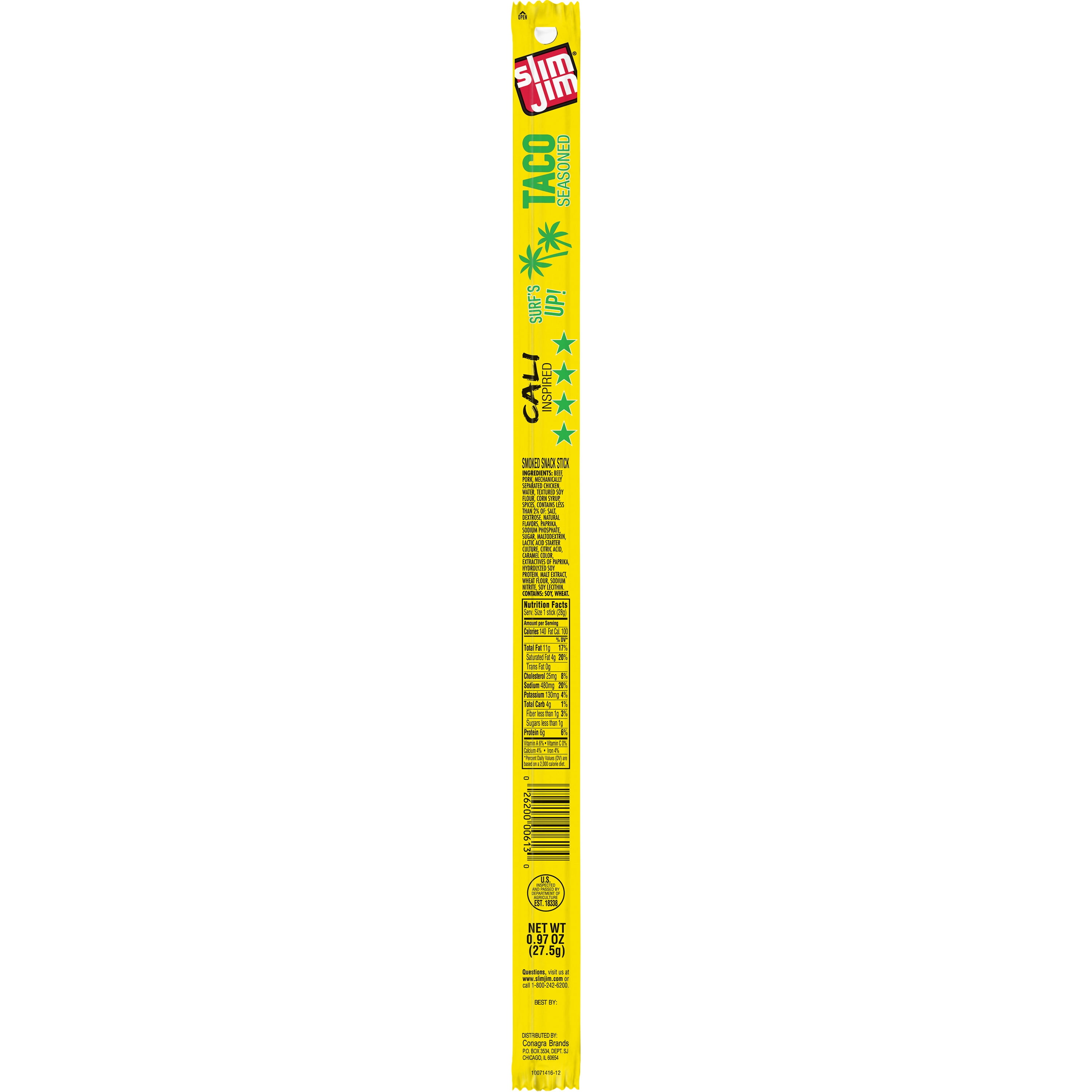 Slim Jim smoked meat sticks cali taco .97 oz.