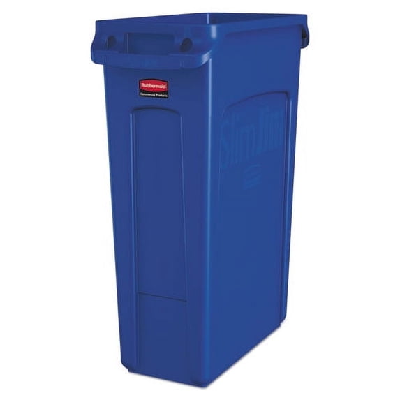 "Slim Jim with Venting Channels Wastebaskets, Rectangular, 23 gal, Blue | Bundle of 5 Each, Rubbermaid Trash Cans "