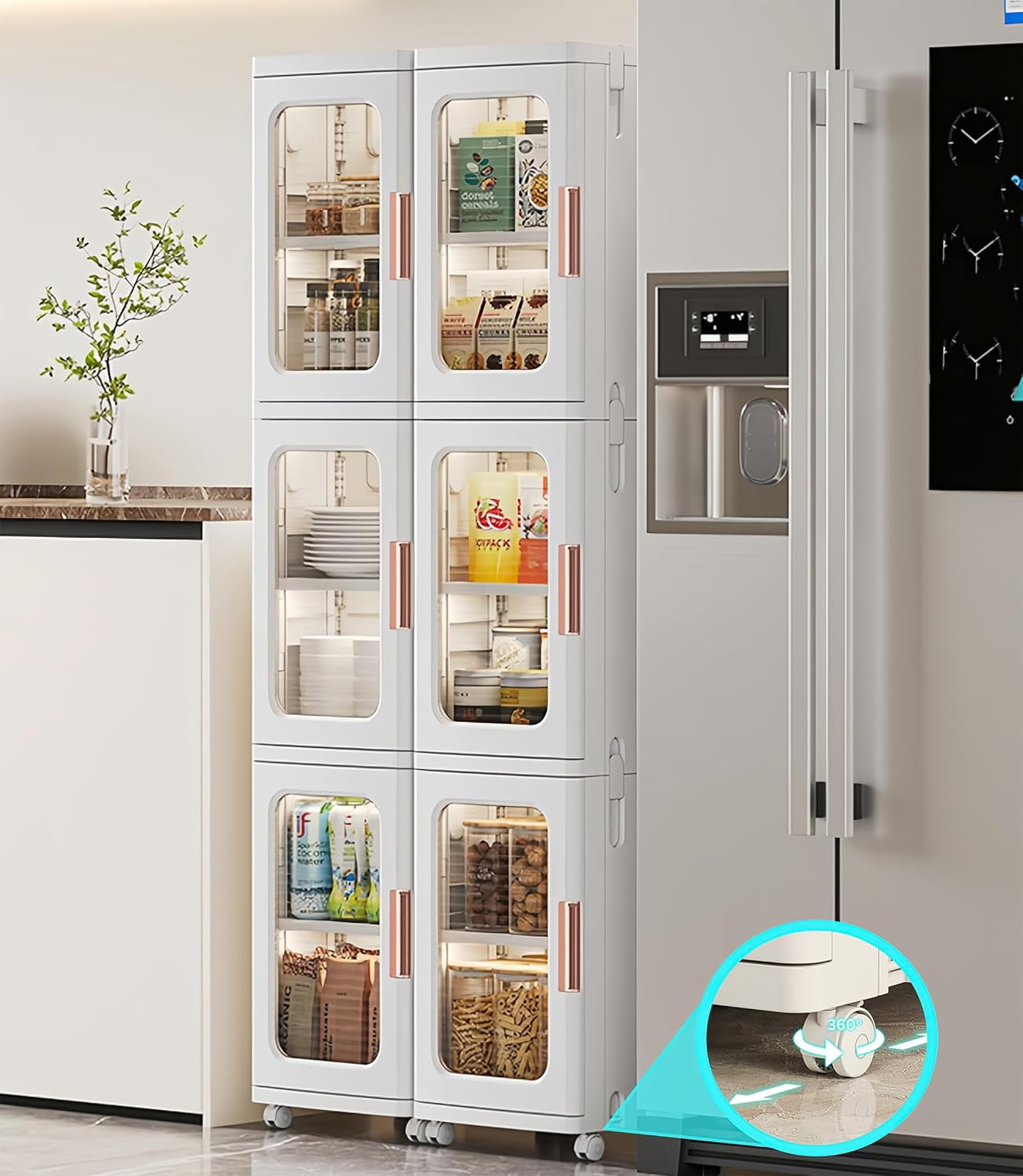 Slim Kitchen Pantry Storage Cabinet with Doors and Shelves, 3-Tiers ...