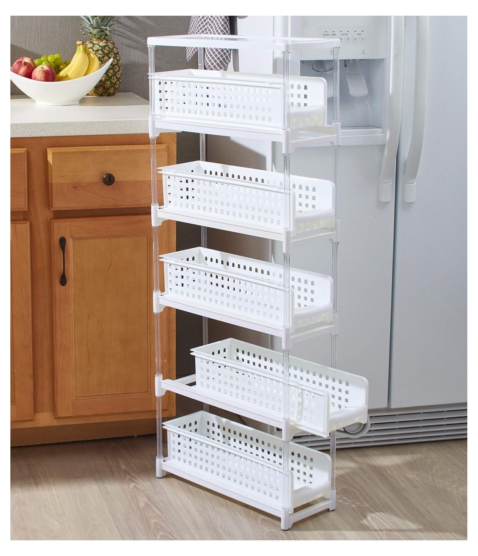 Slim Kitchen Storage with Five SlideOut Drawers for Pantries, s