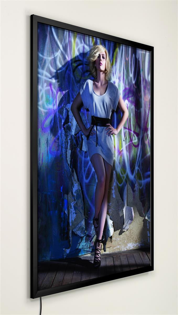 Slim LED Light Box with Snap Open Edging, Wall Mounted, Holds 18 x 24-Inch Translucent Graphic (LEDEC1824B)