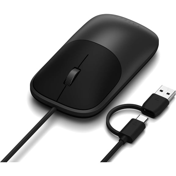 Slim LX Wired Mouse, Aluminum Design with USB-C Connectivity, Quiet Click Performance, Designed for Mac and PC Setups, Space Black