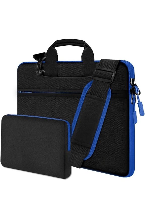 Slim Laptop Bag 13-14 inch HandBag with Small Case Compatible with MacBook Pro 14" M4/M3/M2/M1 2025-2021, 13.3" Air/Pro, XPS 13/14 and 13"-14" Notebooks,Black-blue