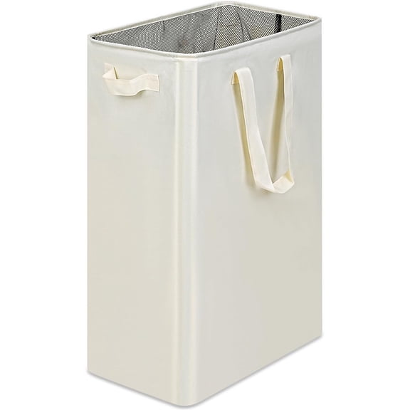 Slim Laundry Basket, Narrow Laundry Hamper with Handles, Collapsible Dirty Clothes Hamper, Tall Laundry Bin for Laundry Room, Dorm and Bedroom, 19.8 Gallon (75L) Beige