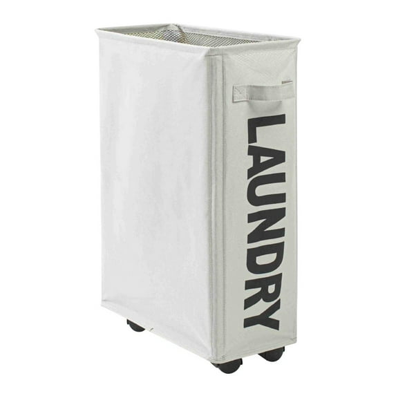 Slim Laundry Basket with Handle on Wheels (5 Colors), Foldable Corner Storage Bins, Collapsible Rolling Laundry Hamper