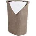 thumbnail image 1 of Slim Laundry Hamper with Lid, 60L Tall Clothes Basket, Narrow Tapered Design for Bathrooms, Closets and Laundry Rooms, Plastic, Tan, 1 of 7