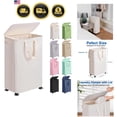 thumbnail image 1 of Slim Laundry Hamper with Lid and Wheels, Small Rolling Laundry Basket with Ha..., 1 of 8