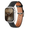 thumbnail image 1 of Slim Leather Band Compatible with Apple Watch 42/44/45/46/49mm,for Women Men,Quadrate&Round Arc Buckle Deaign,Lychee Leather Adjustable Classic Watch Band Strap Bracelet,Black, 1 of 7