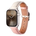 thumbnail image 1 of Slim Leather Band Compatible with Apple Watch 42/44/45/46/49mm,for Women Men,Quadrate&Round Arc Buckle Deaign,Lychee Leather Adjustable Classic Watch Band Strap Bracelet,Whitepink, 1 of 6