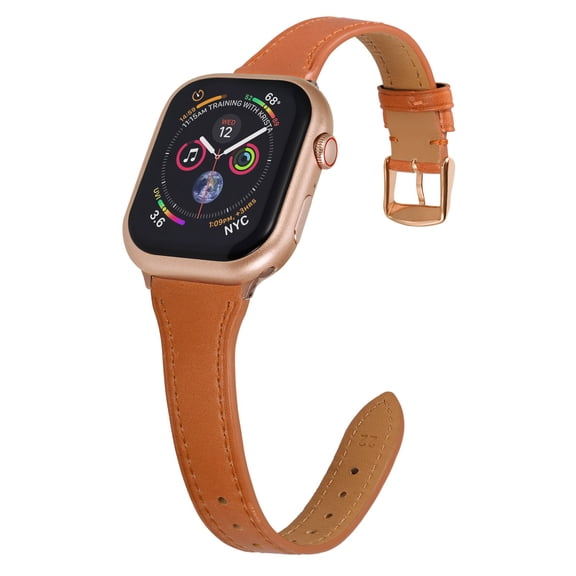Slim Leather Band Compatible with Apple Watch Band 40mm 38mm 41mm 42mm 44mm 45mm 49mm Women, Top Grain Genuine Leather Strap Thin Watch Wristband for iWatch Series 9 8 7 6 5 4 3 2 1 SE Ultra 2