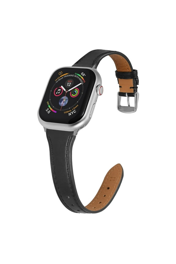 Slim Leather Band Compatible with Apple Watch Band 40mm 38mm 41mm 42mm 44mm 45mm 49mm Women, Top Grain Genuine Leather Strap Thin Watch Wristband for iWatch Series 9 8 7 6 5 4 3 2 1 SE Ultra 2