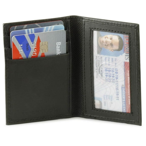 Slim Leather Card Case with ID Window