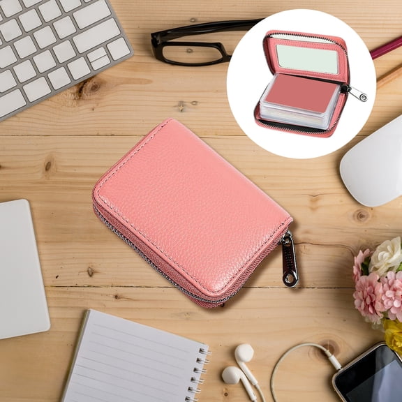 Slim Leather Card Holder,RFID Blocking Credit Card Organizer,Small Thin Wallet for Men and Women,Zip Around Coin Purse,Driver's License ID Card Case,Portable Travel Money Holder