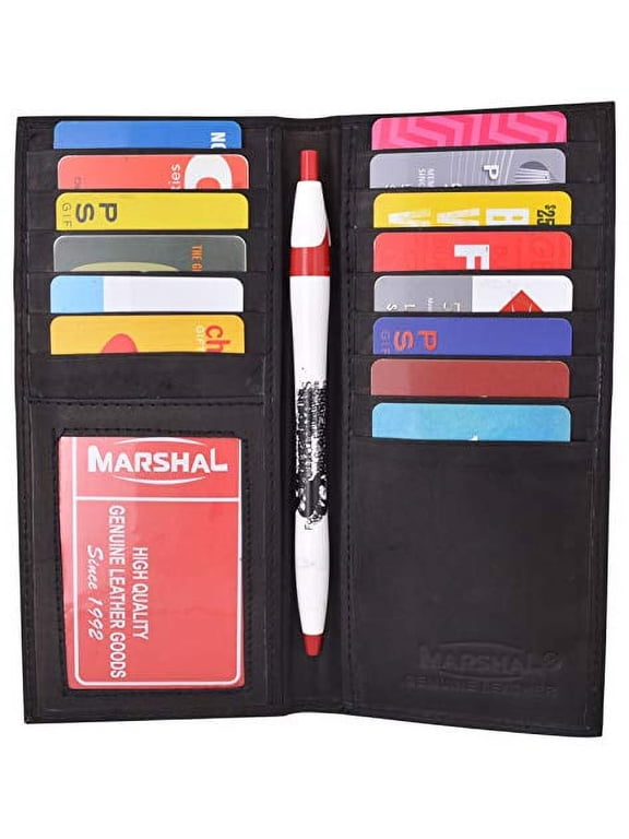Slim Leather ID/Credit Card Holder Long Wallet with Pen holder