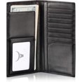 thumbnail image 1 of Slim Leather Long Wallet for Men & Women, Italian Calfskin, Breast Pocket Wallet for Checkbook, Credit Cards (Black), 1 of 7