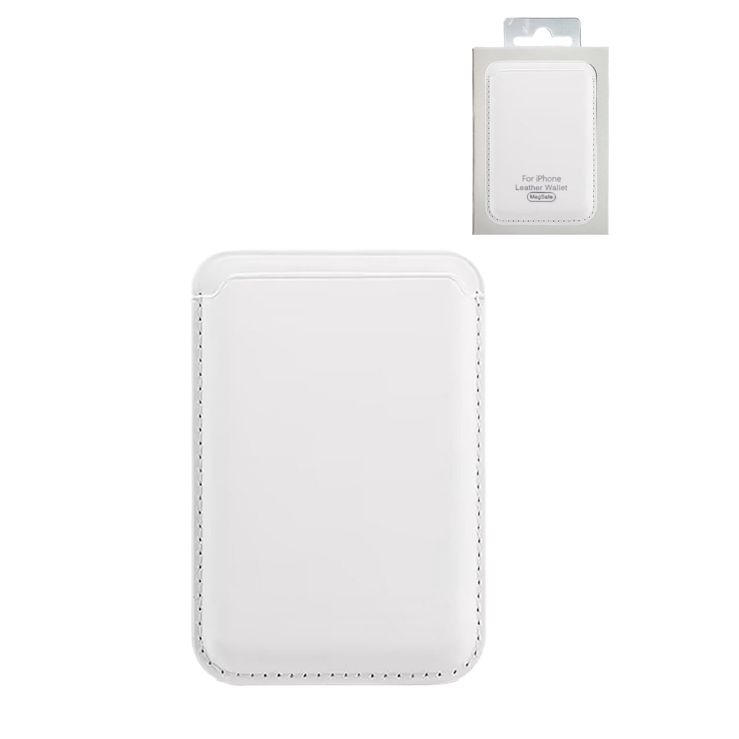 Slim Leather Magnetic Wallet for Cards - White