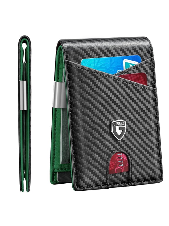Slim Leather RFID Bifold Wallet for Men with Money Clip