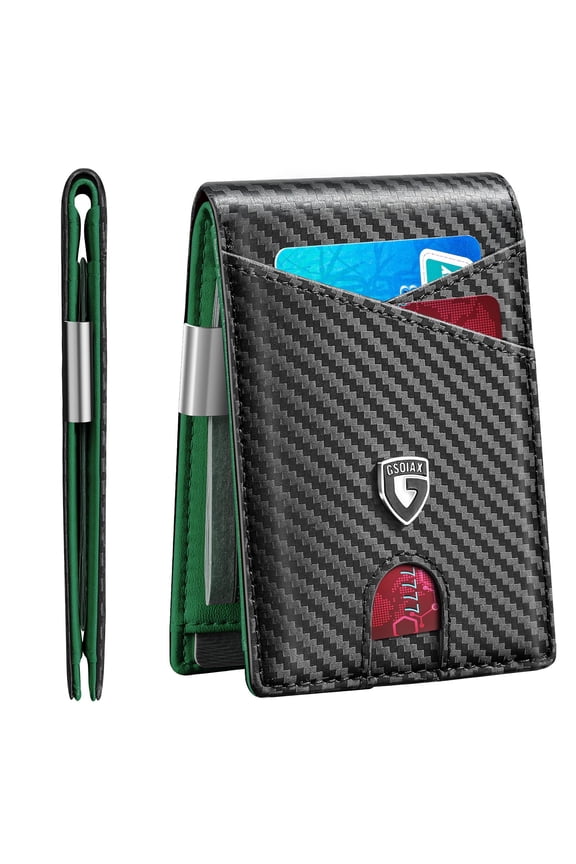 Slim Leather RFID Bifold Wallet for Men with Money Clip