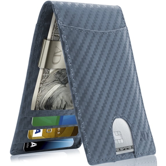 Slim Leather Wallet for Men – RFID Blocking Minimalist Front Pocket Wallet with Money Clip – Genuine Leather Bifold Card Holder – Gift-Ready