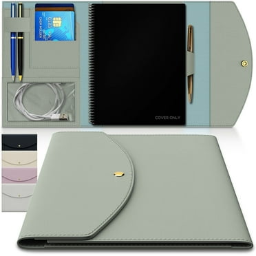 Luxury Slim Organizer Cover Compatible with Rocketbook, Journal, Planner - Executive Size A5 Fits 6 x 8.8 Notebook Soft Vegan Leather Cover for Core, Panda, Fusion - Rocketbook Accessories
