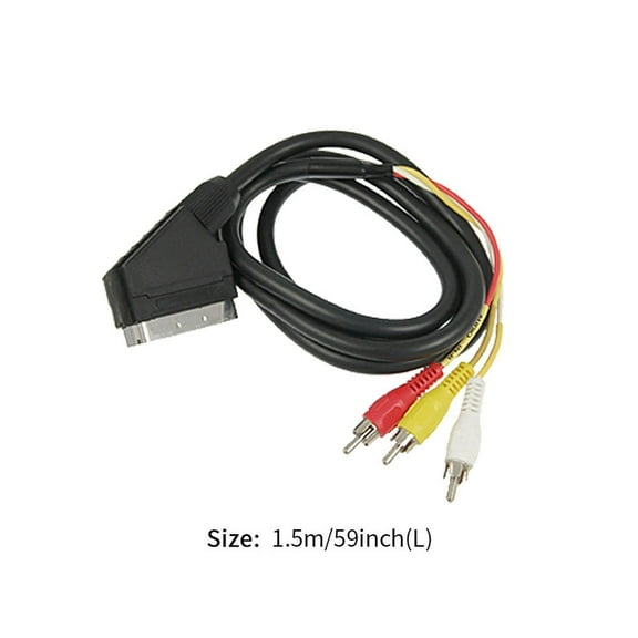 Slim Line 3 RCA Male Professional Replacement Connection Converter Scart Cable Durable High Compatibility AV Adapter VCR 21p DVD