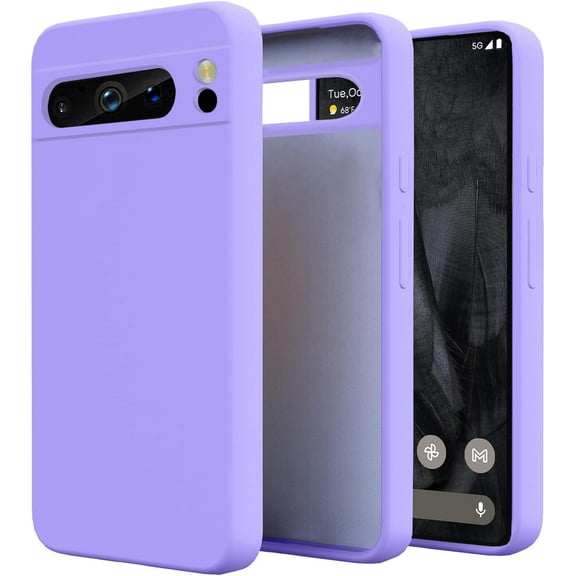 Slim Liquid Silicone Case for Google Pixel 8 Pro,with Scratch-Resistant Microfiber Lining Shockproof Soft Silicone Protective Case for Google Pixel 8 Pro (Purple)