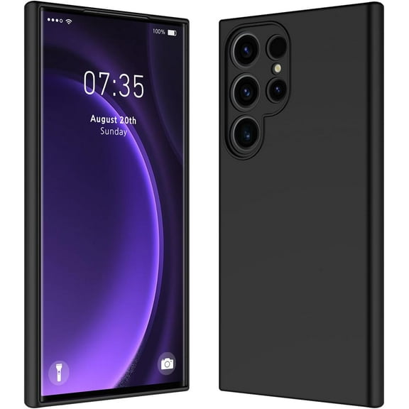 Slim Liquid Silicone Case for Samsung Galaxy S24 Ultra,with Scratch-Resistant Microfiber Lining Shockproof Soft Silicone Protective Case for Samsung S24 Ultra (Black)