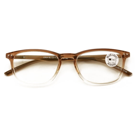 Slim Low Profile Anti Blue UV Protection with Anti-Reflective AR Coating Reading Glasses - Clear Lens Reader CR04AB +3.50