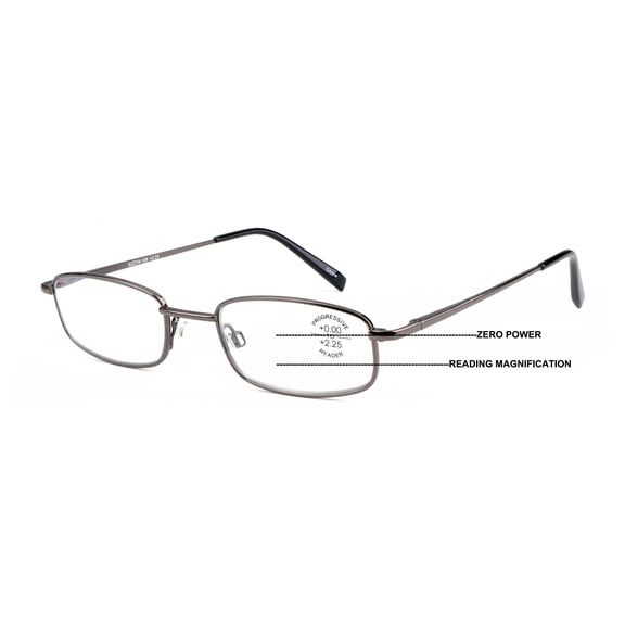 Slim Low Profile Lightweight Progressive Reading Glasses - Zero Power on Top - No Bubble Clear Reader +1.50