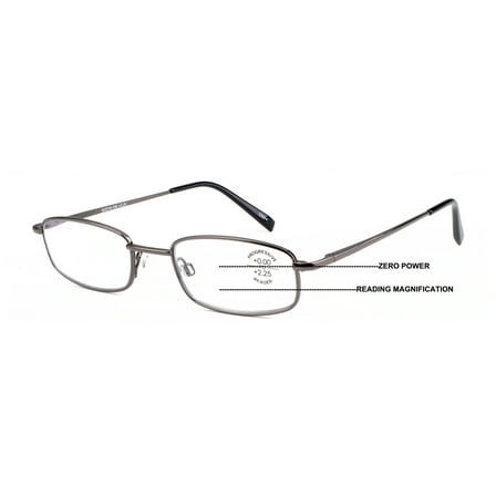 Slim Low Profile Lightweight Progressive Reading Glasses - Zero Power on Top - No Bubble Clear Reader +2.00