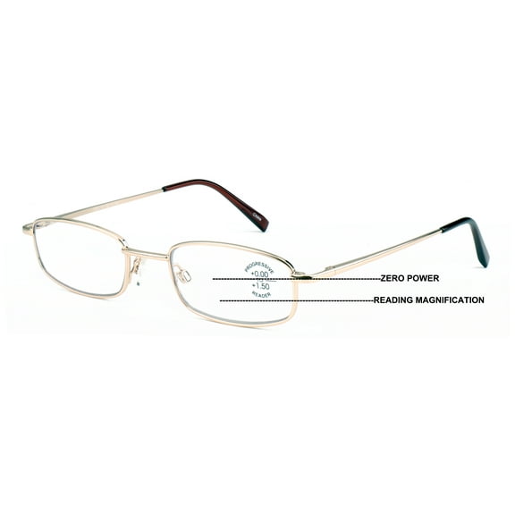 Slim Low Profile Lightweight Progressive Reading Glasses - Zero Power on Top - No Bubble Clear Reader +2.00