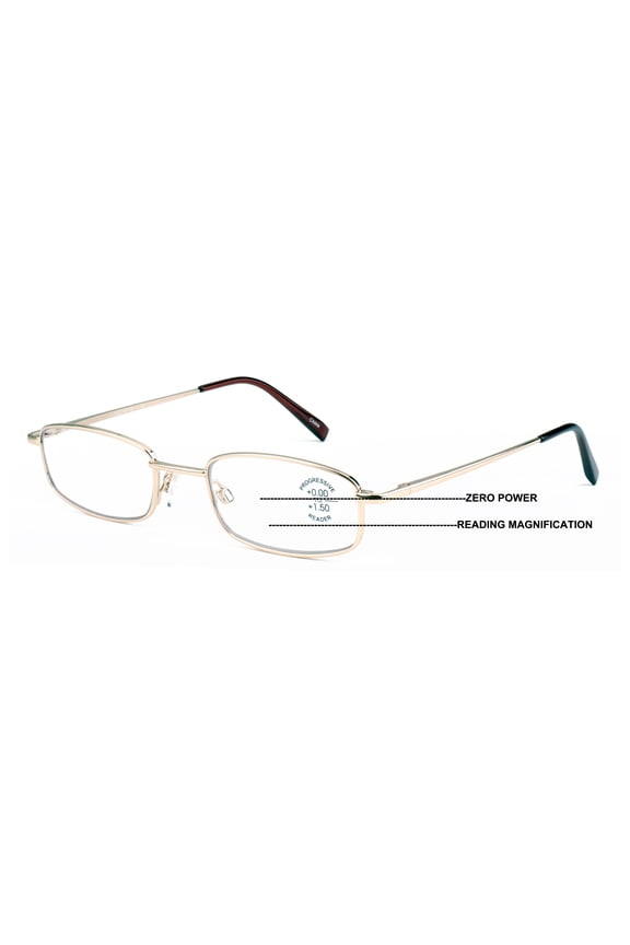 Slim Low Profile Lightweight Progressive Reading Glasses - Zero Power on Top - No Bubble Clear Reader +2.00