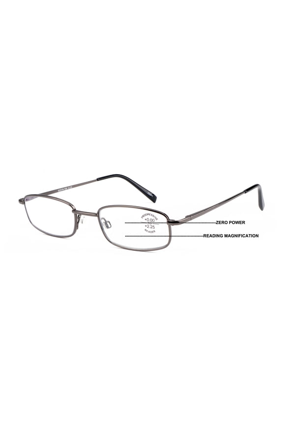 Slim Low Profile Lightweight Progressive Reading Glasses - Zero Power on Top - No Bubble Clear Reader +2.50