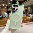 thumbnail image 1 of Slim Magnetic Case for Samsung Galaxy S24 Ultra, Built-in Magnets Compatible with MagSafe Charging, Translucent Skin-Feel Matte Frosted Back Anti-Scratch Phone Cover for Galaxy S24 Ultra, Matchagreen, 1 of 9