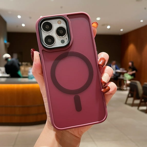 Slim Magnetic Case for iPhone 11, Built-in Magnets Compatible with MagSafe Charging, Translucent Skin-Feel Matte Frosted Back Anti-Scratch Phone Cover for iPhone 11, Winered