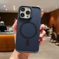 thumbnail image 1 of Slim Magnetic Case for iPhone 13 Pro Max, Built-in Magnets Compatible with MagSafe Charging, Translucent Skin-Feel Matte Frosted Back Anti-Scratch Phone Cover for iPhone 13 Pro Max, Darkblue, 1 of 9
