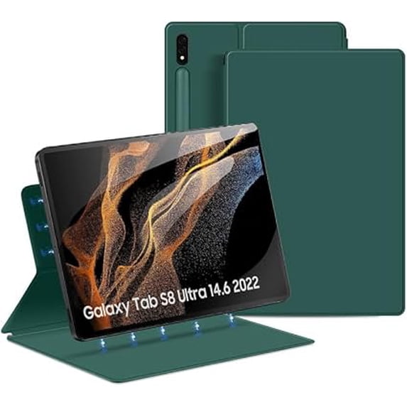 Slim Magnetic Case with S-Pen Holder & Auto Sleep/Wake for Samsung Galaxy Tab S8 Ultra 14.6" 2022 (SM-X900/X906),DarkGreen