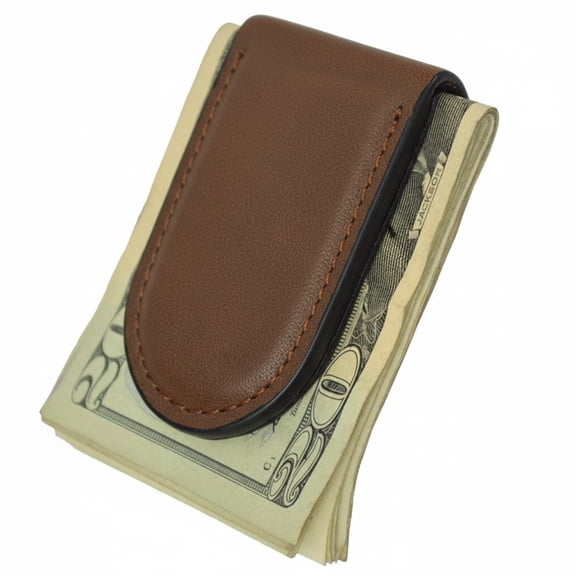 Slim Magnetic Money Clip Genuine Leather Business Card Holder Pocket Cash Wallet