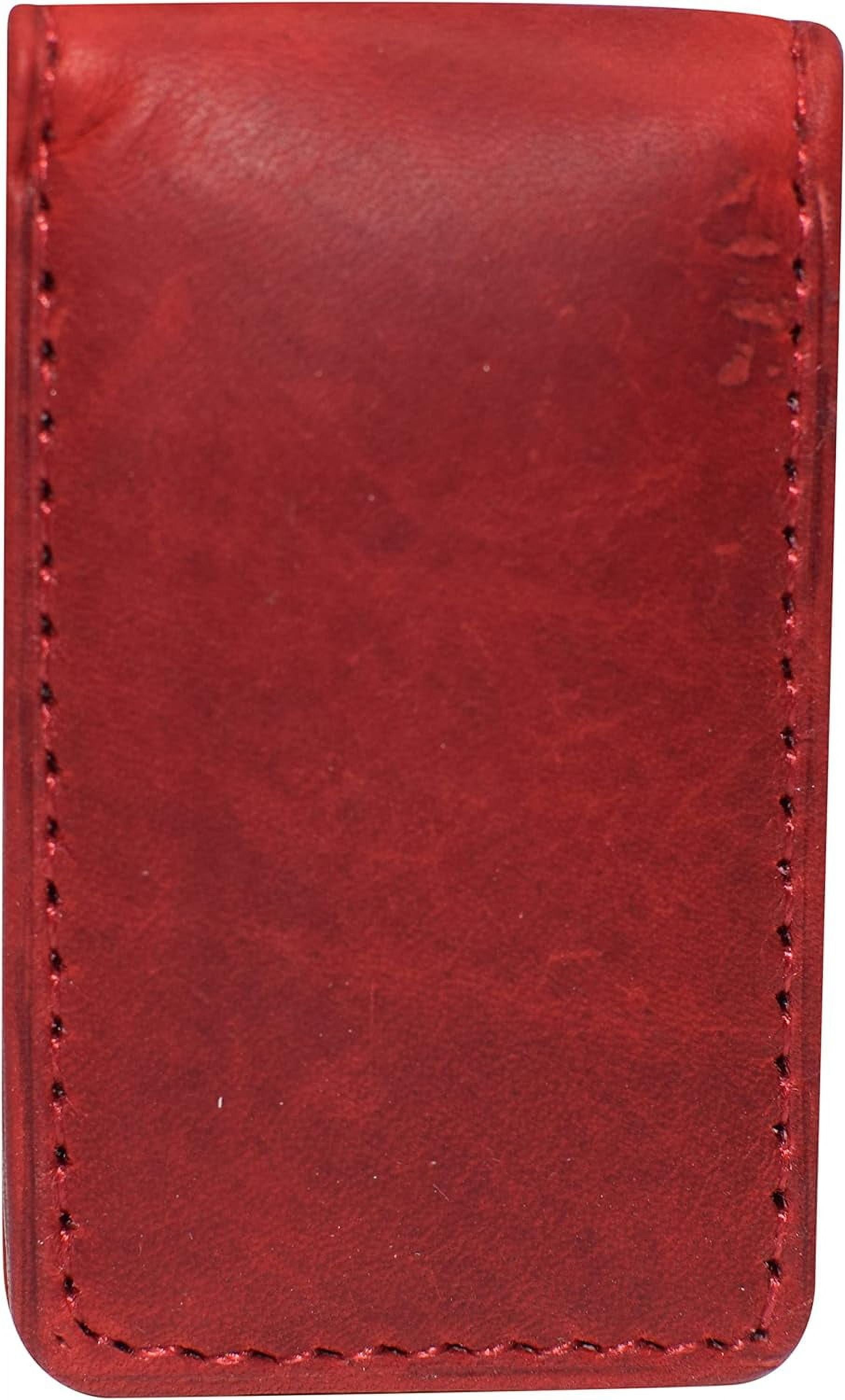 Slim Money Clip Leather Business Card Holder For Men (Red)